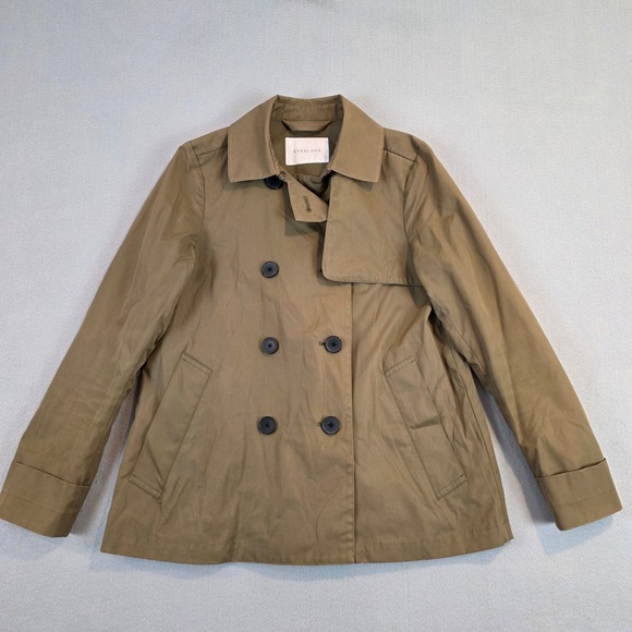 Everlane Jackets & Blazers - Everlane Womens Short Trench Coat Khaki Brown Double Breasted Cotton Jacket Sz S